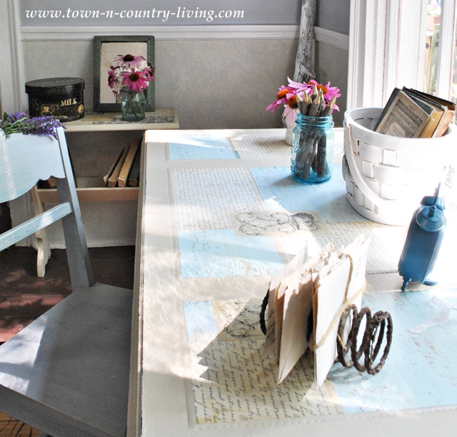 Painted and Decoupaged Desk at Town and Country Living