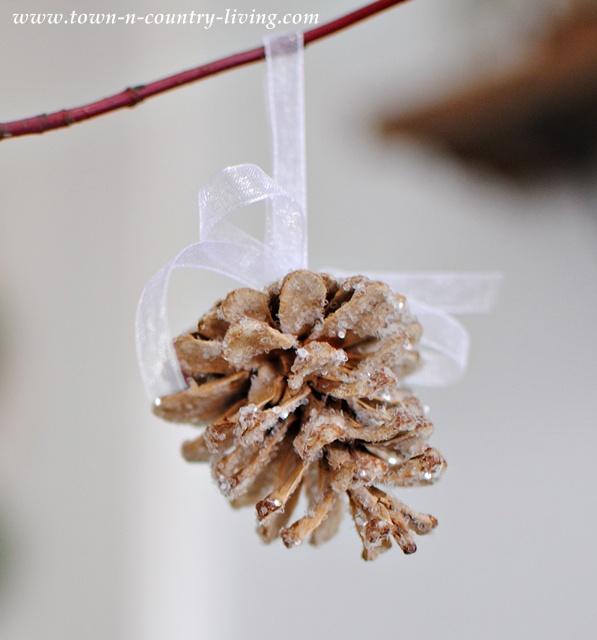 Glitter pine cone ornaments
