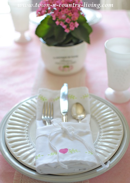 Spring Table with Stenciled Napkins