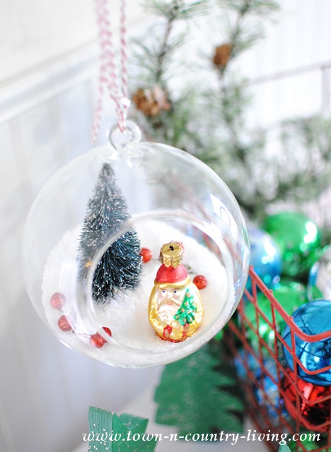 DIY Hanging Snow Globe with Santa Ornament