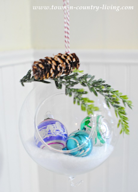 Hanging Snow Globe made from Glass Terrarium