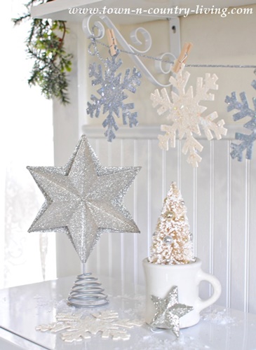 6 Christmas Glittered Wooden Snowflake Ornaments Handmade DAV Donation 