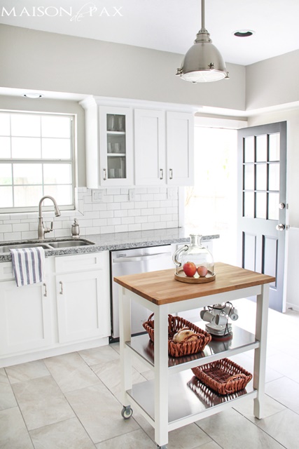 Warm White Kitchen with Wood Island - Maison de Pax