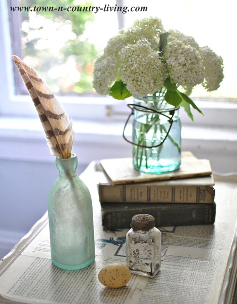 Table Top Vignette with Vintage Books