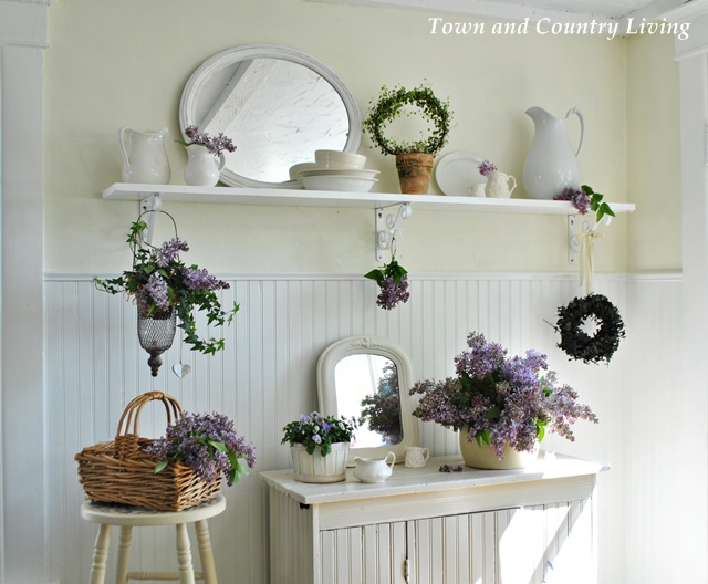 Lilacs in a farmhouse kitchen