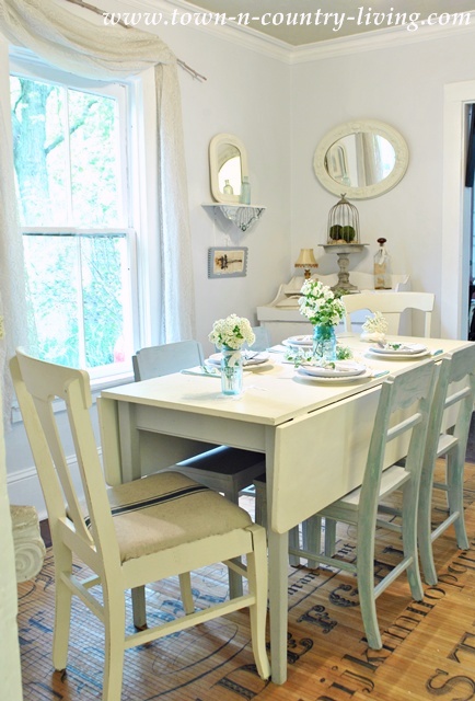 White Farmhouse Dining Room - Town and Country Living blog
