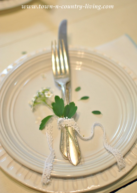 Dinner setting with white dishes - Town and Country Living blog