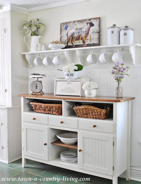 Kitchen sideboard in cottage style farmhouse