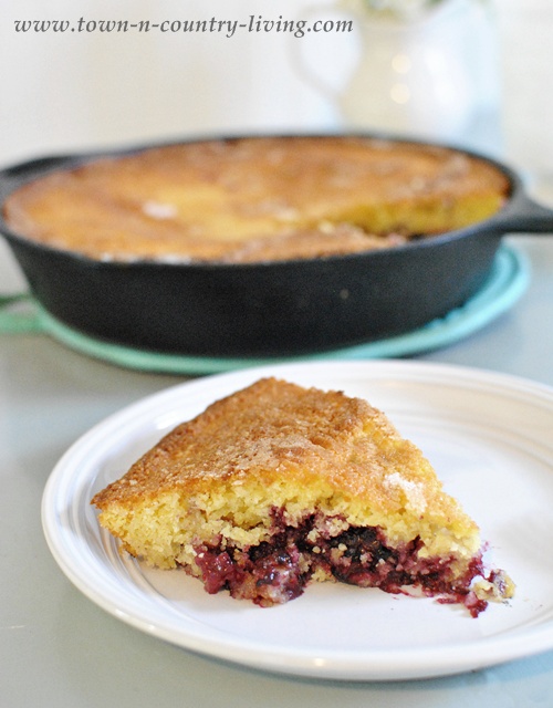 Blackberry Cornmeal Cake Recipe via Town and Country Living