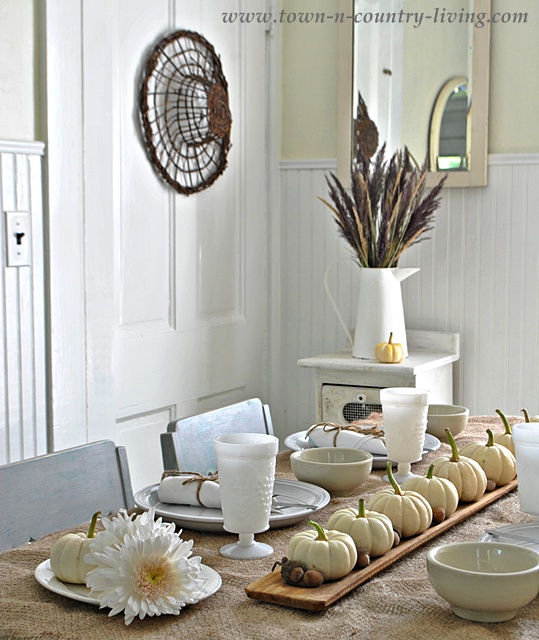 Natural Fall table setting via Town and Country Living