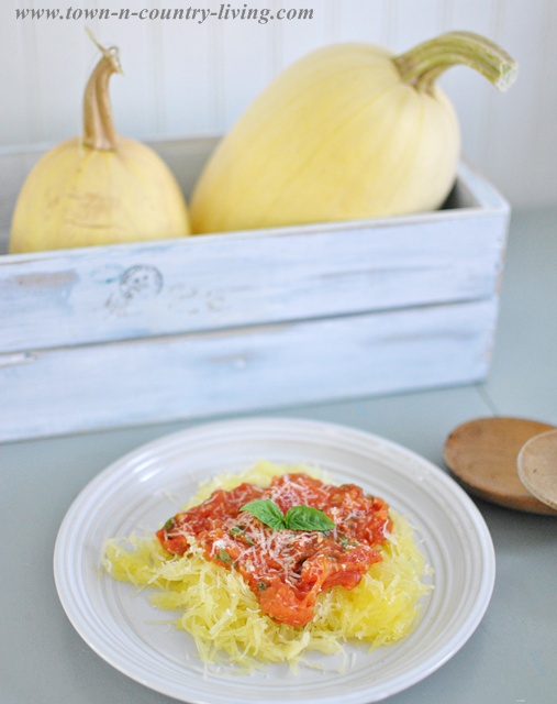Spaghetti Squash with Tomato Basil Sauce - recipe via Town and Country Living