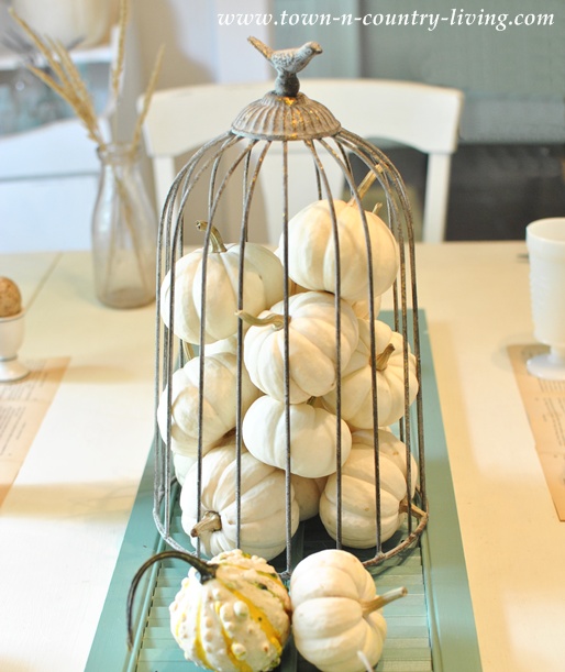 Birdcage Cloche filled with Baby Boos via Town and Country Living