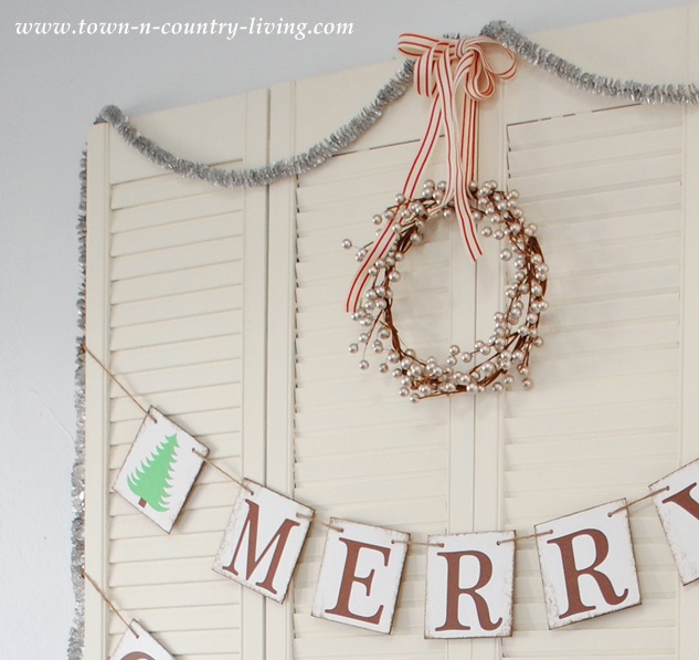 Christmas art using old shutters via Town and Country Living