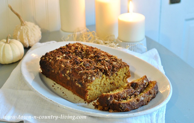 Pumpkin Bread with Streusel Topping via Town and Country Living