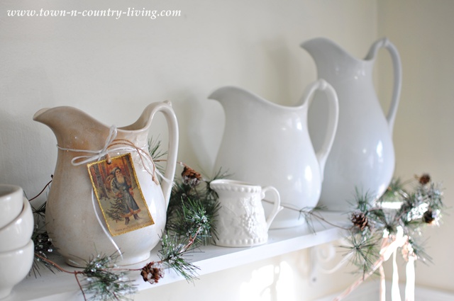 White Ironstone at Christmas via Town and Country Living