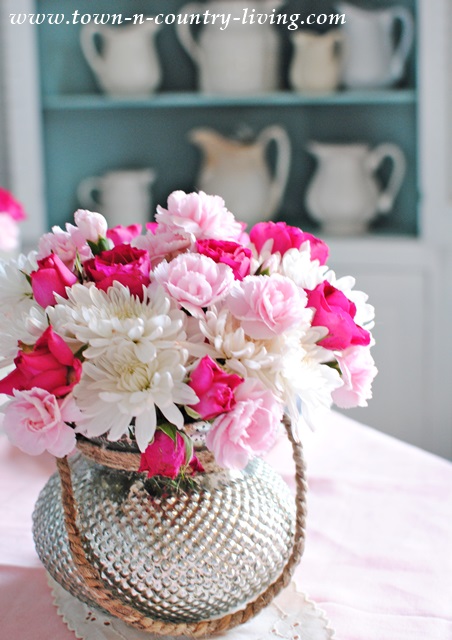 Roses, mum, and carnations - dining room centerpiece