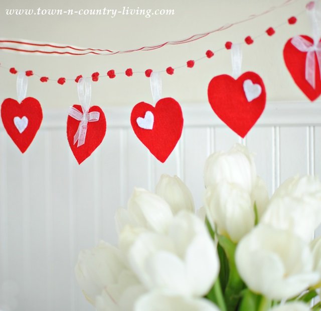DIY Felt Valentine's Banner via Town and Country Living