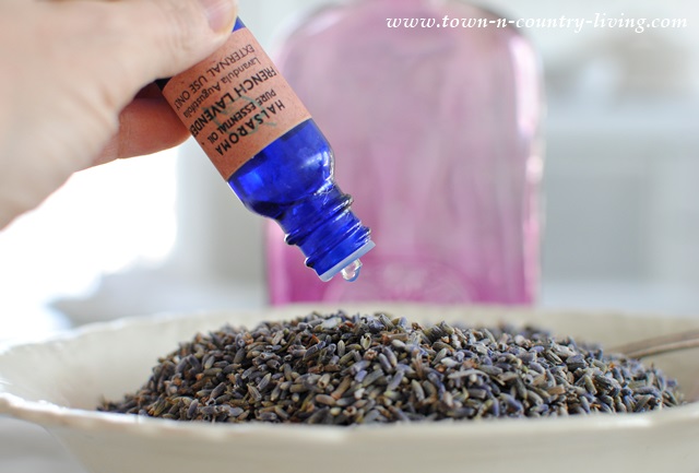 Add lavender oil to lavender buds to make lavender potpourri