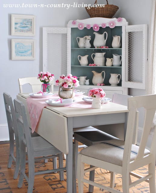 Decorating for Valentine's Day with pink and white