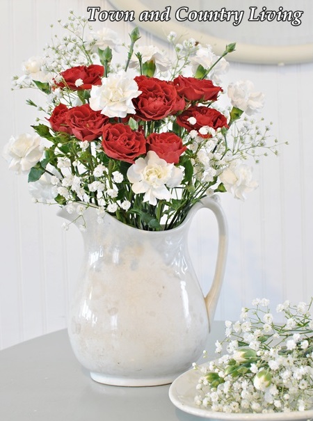 Floral Arrangement in a White Ironstone Pitcher