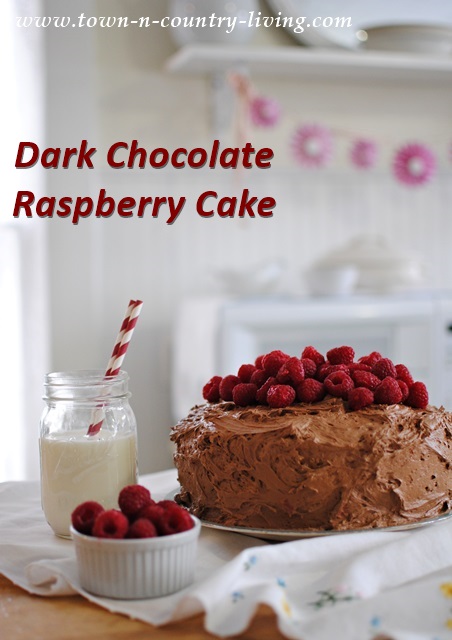 Dark Chocolate Raspberry Cake via Town and Country Living