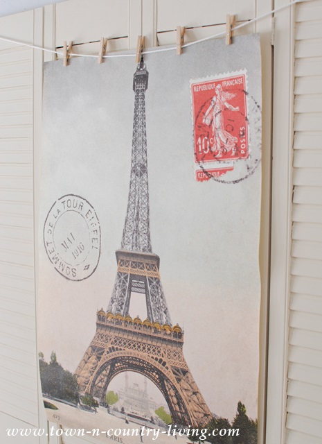 Paris poster hung on shutters