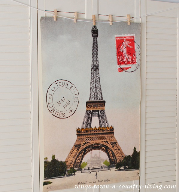 Paris Poster added to vintage shutters