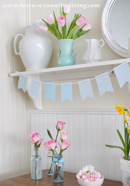 Spring decorating in a farmhouse kitchen