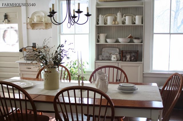 Farmhouse Dining Room and White Ironstone