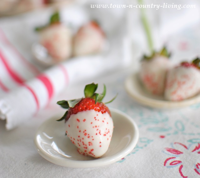 White Chocolate Covered Strawberries with Sugar Sprinkles