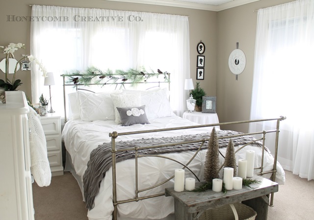 Cottage Style Bedroom Dressed for the Holidays