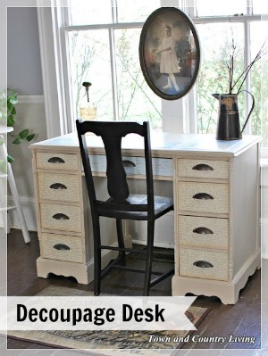 How to Paint and Decoupage a Garage Sale Desk
