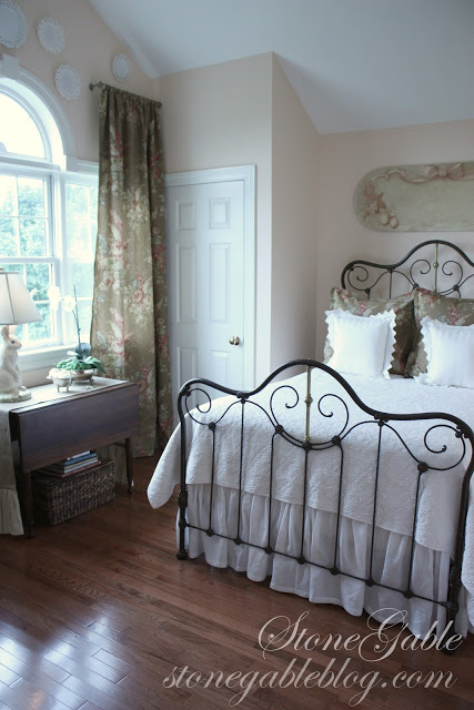 Guest Bedroom with Black Iron Bed