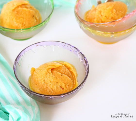 Roasted Peach Sorbet with Honey by Happy and Harried