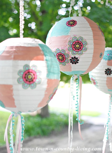 Trio of Decorated Paper Lanterns for a Party or Home Decor