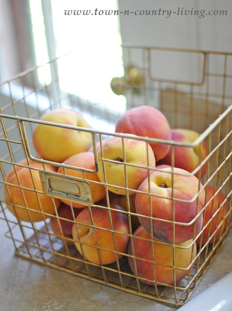 Wire Basket Full of Georgia Peaches for Canning