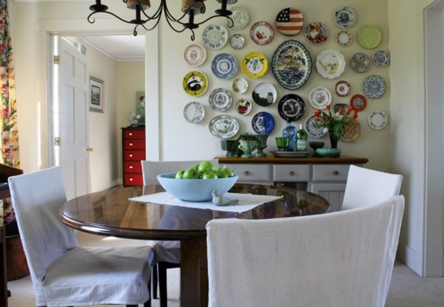 Dining Room with a Fun Plate Wall