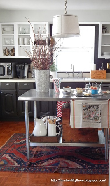 Industrial table becomes kitchen island