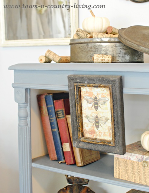 DIY Painted Bookcase with Small Bee Print 