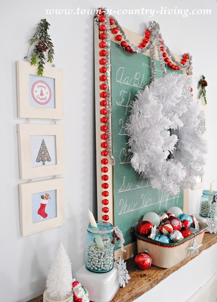 Vintage Style Christmas Mantel with Free Printables for Framing.