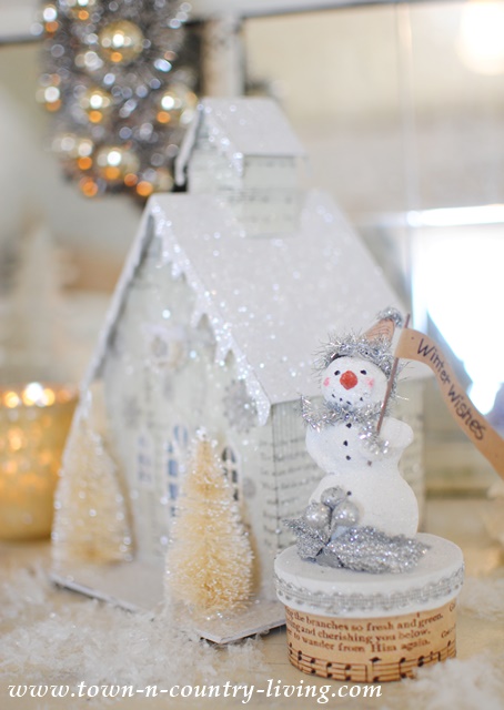 Paper Clay Snowman and Glitter House
