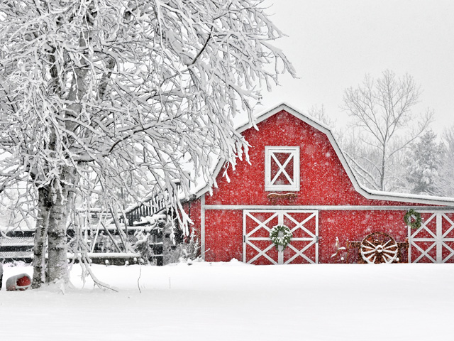 Snowy Barn from Country Living Magazine