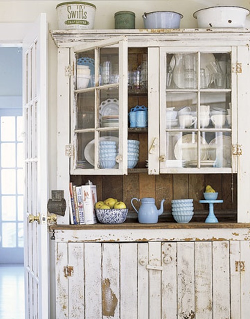 Kitchen Cabinet made from barn wood. As seen in New Farmhouse Style.