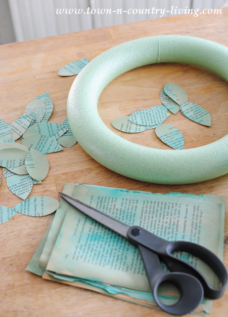 How to create a color washed book page wreath