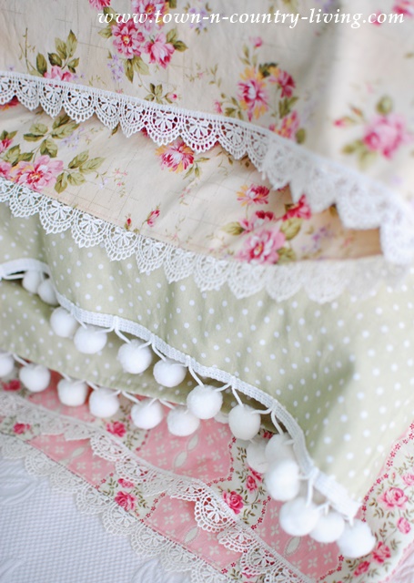 Handmade lace trimmed vintage style pillow cases