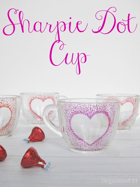 Sharpie Dot Heart Cups