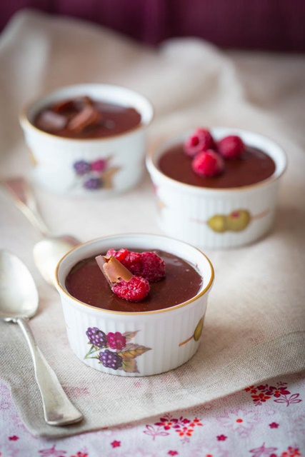 Skinny Chocolate Raspberry Pots de Creme