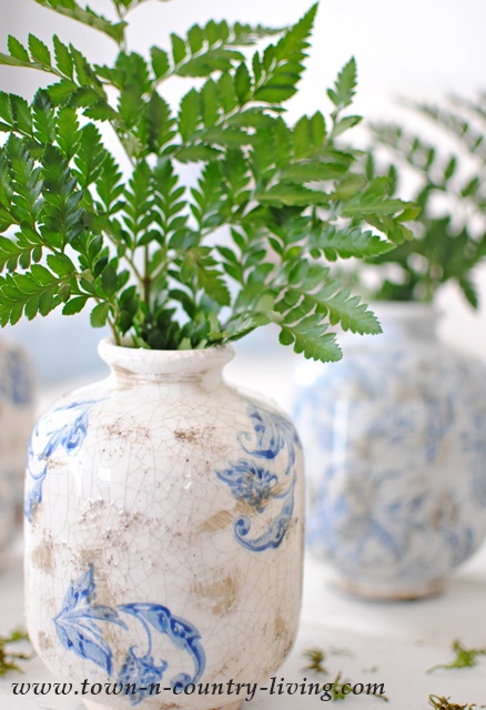 Blue and White Transferware Vases