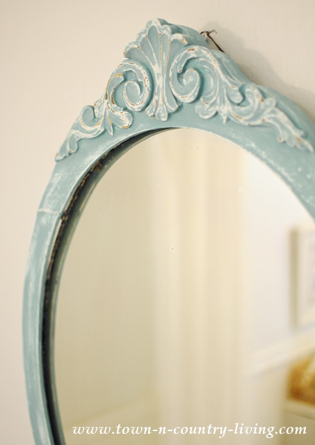 Painted Vintage Mirror in Provence Blue, Annie Sloan Chalk Paint