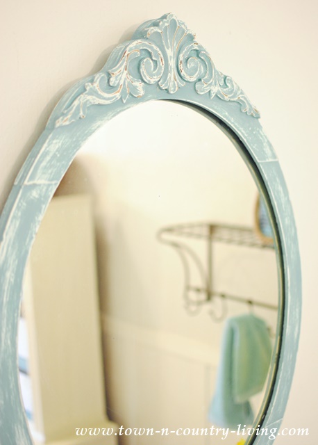 Vintage Mirror Painted in Provence Blue by Annie Sloan Chalk Paint